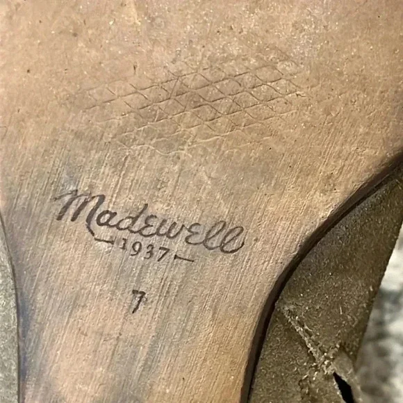 MADEWELL Billie Suede Leather Zip Up Ankle Boots Taupe Tan Heel Booties Womens 7 - Picture 13 of 13